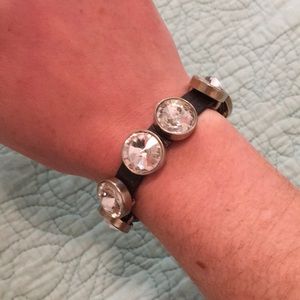 Brown leather and jewel bracelet